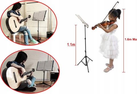 Rayzm Stojak na nuty wytrzymały przenośny składany metal z torbą