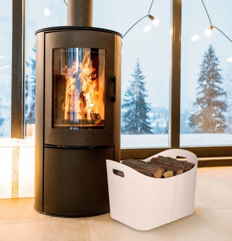 Relaxdays Kosz na drewno ze sztucznej skóry XL,