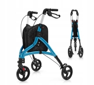 Składany chodzik z lekką aluminiową ramą chodzik dla seniora wózek- niebieski Costway