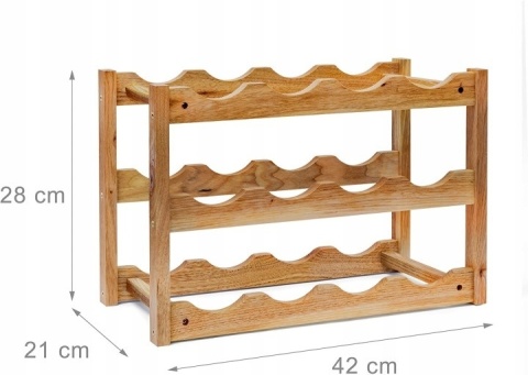 Stojak na Wino Organizer na Butelki 12 Przegródek Drewniany