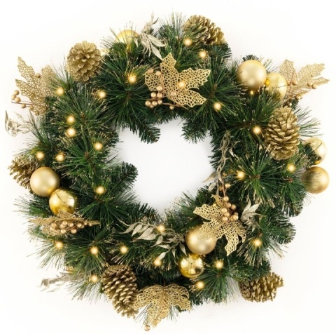 Stroik na drzwi Boże Narodzenie Wianek na drzwi 60cm z lampkami