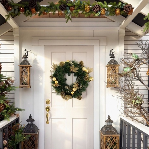 Stroik na drzwi Boże Narodzenie Wianek na drzwi 60cm z lampkami