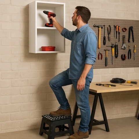 TABORET STOŁEK SKŁADANY ANTYPOŚLIZGOWY KRZESŁO PODEST 150KG 22CM