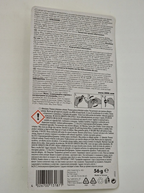 UHU Epoxy Kit masa naprawcza epoksydowa 2 – składnikowa 56g