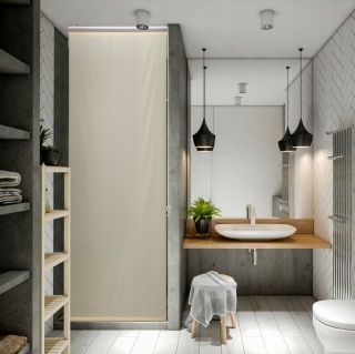 Wodoodporna Roleta do łazienki beżowa, zasłona prysznicowa 60 x 240