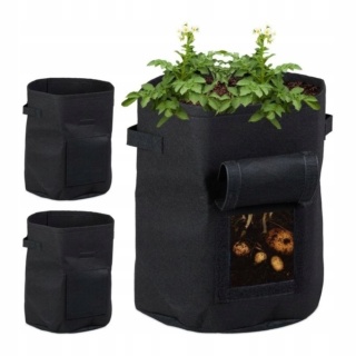 Worki do sadzenia Zestaw 3 szt 40x35cm 38L czarne z okienkiem ogrodowym